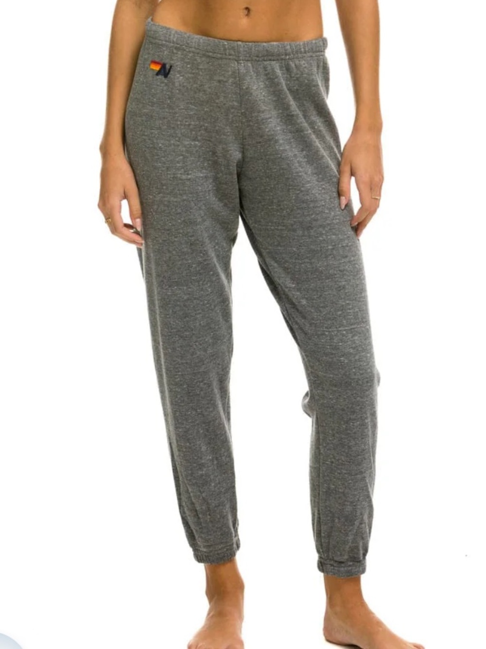 Aviator Nation Gray Heather Jogger Pants with Small Rainbow Logo